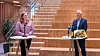 Kommunedirektør Kjell Hugvik sammen med ordfører Ida Pinnerød (Ap) i Bodø kommune under en pressekonferanse i fjor sommer. Foto: Per-Inge Johnsen