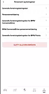 Informasjon om personvern og sletting av data i BMWs app. Skjermbilde: BMW