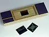 This handout picture released by Samsung electronics shows memory chips dubbed Flex-OneNAND. Samsung Electronics Co., South Koreas largest electronics company, said that it has developed a memory chip whose data transfer speed and storage capacity can be adjusted through software by individual users. AFP PHOTO/HO/Samsung Electronics RESTRICTED TO EDITORIAL USE (Photo credit should read STR/AFP/Getty Images)