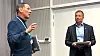 Tidligere teknisk visedirektør i den ukrainske mobiloperatøren Kyivstar, Vladimir Kabanenko fortalte om erfaringene med å holde liv i mobilnettet under krigen. Her sammen med Forsvarsmateriells Kennet Nomeland, som var med og arrangerte Teknas Ekomhub på Fornebu 1. desember.