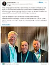 Direktør Pål Wien Espen i Nasjonal kommunikasjonsmyndighet talte etter Vladimir Kabanenko på Ekomhub-konferansen. Her en selfie med Kabanenko og Kennet Nomeland fra Forsvarsmateriell og en av arrangørene av Tekna-konferansen. Innlegget er kopiert fra Espens Linkedin-profil.