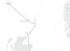 Shefa 2-kabelen går fra Skottland til Færøyene, og er til sammen rundt 1000 kilometer lang. Ill: Submarine Cable Map