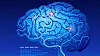 Abstract science background with brain. . RGB. Organized by layers. Global colors. Gradients used.