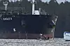 Oljetankeren Eagle S, registrert på Cookøyene, for anker nær Kilpilahti-havnen i Porvoo ved Finskebukta, 30. desember 2024.