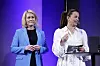 Microsofts norgessjef Kristina Dahl Steidel og daglig leder Liv Dingsør i Digital Norway sammen på scenen under et arrangement i fjor vår. Foto: Arash A. Nejad