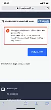 Feilmelding ved forsøk på innlogging via BankID på mobil med Telia-abonnement. Mye tyder på at også disse problemene er knyttet til ID-porten, noe URL til feilmeldingen viser. Skjermbilde: digi.no
