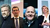 Fra venstre: Simula-sjef Aslak Tveito, Konsernsjef Geir Håøy i Kongsberg Group, Telenor-sjef Sigve Brekke og DNB-sjef Kjerstin R. Braathen er blant de største arbeidsgiverne for IT-folk i statlige selskaper.
