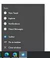 Twitter bruker «web shortcuts» til å tilby snarveier til innebygd funksjonalitet i PWA-en. Dette støttes av Canary-utgavene av nettleserne Chrome og Edge. Skjermbilde: Microsoft