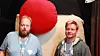 Helge Jenssen og Espen Herseth Halvorsen i JavaBin foran Duke under JavaZone 2015.
