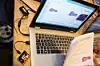 Enkel dra og slipp logikk. Elevene kunne blant annet lage et stein-saks-papir-spill med micro:bit. Bilde: Marius Jørgenrud