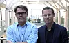 Christer Sandum og Geir Hansen hos Geodata forteller om kartsystemet som Geodata skal levere til Politiet. Bilde: Harald Brombach