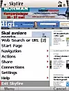 Menyvalgene i Skyfire 1.0 på en Nokia-mobil.