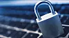 Data Security Encryption Photo Concept with Metallic Padlock on Laptop Computer Keyboard.