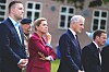 Statsminister Jonas Gahr Støre (Ap) møtte torsdag sine nordiske kolleger på Sjælland i Danmark. Her flankert av sin danske og svenske kollega Mette Frederiksen og Ulf Kristersson.