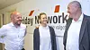 Friday Networks i Drammen gleder seg over kontrakten med Oslo kommune. Fra v. partner i selskapet Jostein Kirkerød, markedskonsulent Charlotte Haug og daglig leder Svein Lerkerød.