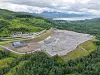 Dronebilde av tomten i Kvandal, hvor datasenteret skal bygges. Foto: Arash A. Nejad
