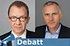Idar Kreutzer, Adm. direktør i Finans Norge (til venstre) og Tom Staavi, informasjonsdirektør i Finans Norge.