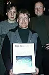 Lennart Johansen, Stein-Erik Karlsen og Morten Hjerde fra HEP med digi.no-diplom. Foto: Hilde Nyman