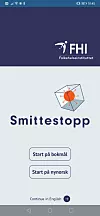 Første gang den nye Smittestopp-appen åpnes, blir brukerne møtt av dette skjermbildet. Dette er fra betautgaven til Android.