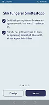 Skjermbilde fra betautgaven av den nye Smittestopp-appen.
