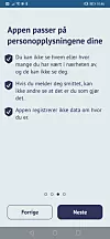 Skjermbilde fra betautgaven av den nye Smittestopp-appen.