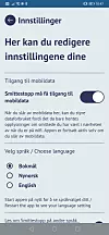 Det er begrenset med innstillingsmuligheter i appen.