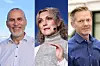 Fra venstre: Østfolds førstekandidat Johan Rud (MDG), digitaliserings- og forvaltningsminister Karianne Tung (Ap) og stortingsrepresentant Tage Pettersen (H).