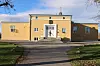 Hovedbygningen ved Jeløy Radio. Det var her selve senderne var plassert. Opprinnelig besto bygget bare av den midtre delen.