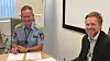 Signering av rammeavtale mellom Atea og politiet IKT-infrastruktur. Avbildet: Ole Petter Saxrud, leder for Atea Øst og Håkon Skulstad, assisterende politidirektør i Politidirektoratet. Foto: Pressebilde
