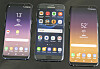 Galaxy S8 til venstre, Galaxy S8+ til høyre. I midten Galaxy S7 Edge. Foto: Finn Jarle Kvalheim, Tek.no