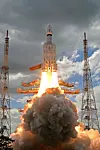 Chandrayaan-3 ble skutt opp 14. juli 2023 og brukte 41 dager på å nå månen. Foto: ISRO