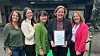 Glade prisvinnere. Fra venstre: Tone Larsen, Maria Aarsand Kibsgaard, Merete Løland, Beate Lassen og Henriette Høyer.
