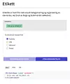 Eksempel på hvordan en etikett ser ut og kan integreres i en React-applikasjon. Den som ser ekstra nøye legger kanskje merke til at koden er på norsk. Om dette er en fordel eller ulempe vet vi ikke.