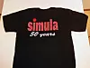 Jubileums-t-skjorten for Simula. Dette er baksiden. Foran er det en mindre tekst som sier «Simula does it with class» Foto: Arne Maus