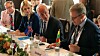 Kommunal- og moderniseringsminister Jan Tore Sanner sammen med Urve Palo, Minister of Entrepreneurship i Estland, og Jón Gunnarson, minister for Transport and Local Government i Island, under konferansen Digital North.