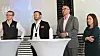 Kunstig intelligens sto på agendaen på en konferanse i regi av Pareto. Fra venstre Andreas Proesch fra Cognite, Herman Sjøberg fra Ayfie, Christopher Frenning fra Microsoft og Melissa Mulholland fra Crayon. Foto: Gunhild Haugnes