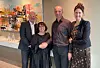 Bliksund og Moditechs toppsjefer, Janne Morstøl og Jan Mooij, etter at overtakelsen var i havn. De er flankert av Bliksunds økonomidirektør Erik Guldbrandsen og Moditechs ansvarlige for marked og finans, Angela Mooij. Foto: Bliksund