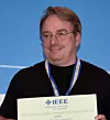 Linus Torvalds under en prisutdeling i 2018. Foto: <a href='https