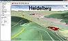 Heidelberg i Tyskland som presentert av OpenStreetMap 3D-tjenesten.