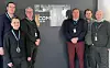 Ledergruppen i Combitech AS (fra v.) Santiago Pinilla-Millán, Fredrik Bugge Lyche, Anders B. Hovde, Anders Thulin Røkke og Øystein Løvdal Andersen. Lengst til høyre står Sebastian Carlsson, deputy CEO & Head of Cyber i Combitech-konsernet. Bildet er tatt i dag. Foto: Combitech