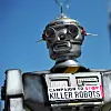 En «drapsrobot» fotografert like ved Big Ben i London under en kampanje i 2013 for å forby autonome våpen. Foto: AFP Photo/Carl Court