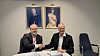 Anders Øygarden, adm.dir.i Airbus Defence and Space AS (t.v.) og Eiliv Ofigsbø, direktør for IKT-kapasiteter i Forsvarsmateriell. Foto: Forsvarsmateriell