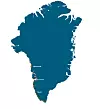Grønland radiokjede. Hver oransje prikk er et sted med en radiomast. Foto: Ditte Vinterberg Weng