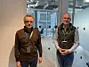 Andrey Anissimov (til venstre), en av de to øverste lederne i Tietoevry-eide Infopuls i et møte med Christian Pedersen. Foto: Privat