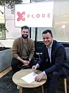 Er samarbeidspartner: Adm. dir. Atle Sivertsen i nyskapningen Finance Innovation var til stede i forbindelse med lanseringen av Tryg Xplore. Finance Innovation, der Tryg er en av cirka 40 eiere, har signert samarbeidsavtale med Tryg Xplore. Her sammen med Brian Gjerstrup, daglig leder for The Camp. Foto: Tryg