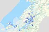 Kartet fra Tensio viser strømbruddene deres torsdag morgen klokken 06.36. De rundt 20 basestasjonene i mobilnettet som er nede samtidig, følger dette kartet.