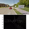 Originalbildet på toppen er fra Google street view. Under er bildet derivert (i horisontal retning.). Foto: UiO