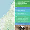 Tidslinje og kart for sporingen av pakken som ble sendt til Myken med Posten. Numrene foran en del av punktene i tidslinjen tilsvarer omtrent det stedet på kartet som er angitt med samme nummer. Bildet nederst til høyre viser de tre brikkene vi sendte. Under det lange oppholdet i sporingen av pakken, fra den forlot Oslo og kom fram til Rognan, tror vi at pakken har blitt fraktet med tog. Klikk på bildet for å se det i full størrelse. Illustrasjon: Harald Brombach