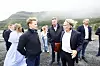 Aker-topp Kristian Røkke (f.v.), Narvik-ordfører Rune Edvardsen og Norkraft-sjef Eirik Frantzen fotografert 7. august på Kvandal-campus.