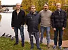 Border GO-teamet hos Norkart. Bortsett fra duene ser vi fra venstre Rune Aasgaard, Jan-Erik Vinje, Petter Nyquist og Helge Graffer. Foto: Harald Brombach
